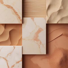 Aesthetic Neutral Abstract Background with Marble, Concrete, and Wood Texture