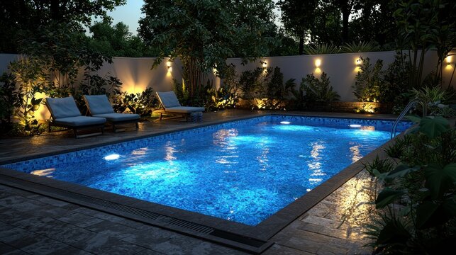 Tranquil evening pool oasis