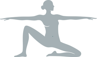 Woman doing yoga exercise pose silhouette vector art for fitness and relaxation practice health and wellness lifestyle