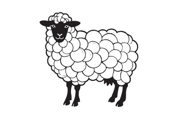 Stylized black and white sheep illustration with circular wool texture