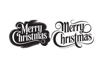 Merry Christmas calligraphy designs in black and white