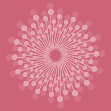 Abstract Floral Circular Burst Pink Dandelion Flower art 