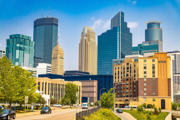 Scenic Minneapolis modern buildings skyscrapers