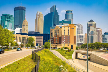 Obraz premium Scenic Minneapolis modern buildings skyscrapers