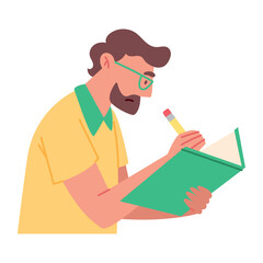 Male Writer Writing Book