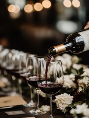 Champagne Pouring into Flute at Elegant Event