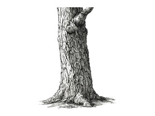 Hand-drawn Acacia Bark Sketch, rustic tree decor, old engraving style, vintage woodland art, eco-friendly trunk illustration, forest nature print, retro botanical