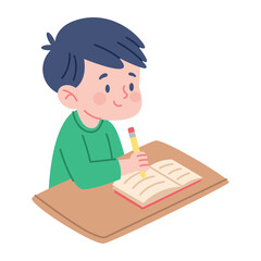 Young Boy Writing Notebook
