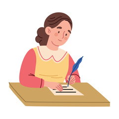 Woman Writing with Feather