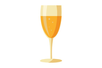 Elegant Champagne Glass Illustration with Golden Sparkling Wine Inside