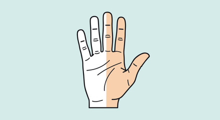Fototapeta premium Two-Toned Hand Illustration, Showing Palm and Fingers in Detail