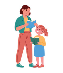 Mother Daughter Reading Education School Book
