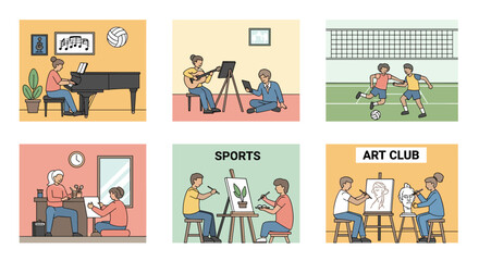 Fototapeta premium Diverse Activities in Various Clubs and Classes