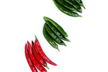 Chili peppers on a white background.