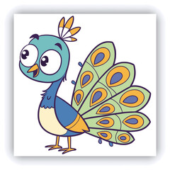 A vibrant and colorful peacock with its feathers fully displayed, showcasing the intricate patterns and shades of blue, green, and turquoise