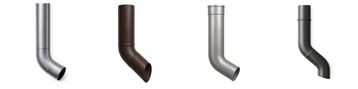 Rainwater downpipes in various styles and colors for drainage isolated on transparent background png  