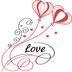 Romantic Love Heart SVG Design  Couple Silhouette with Balloons and Hearts Valentine&rsquo;s Day Wedding Card, T-Shirt, and Printable Vector Art