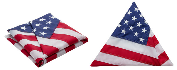 Fototapeta premium Folded American flag with stars and stripes on transparent background 