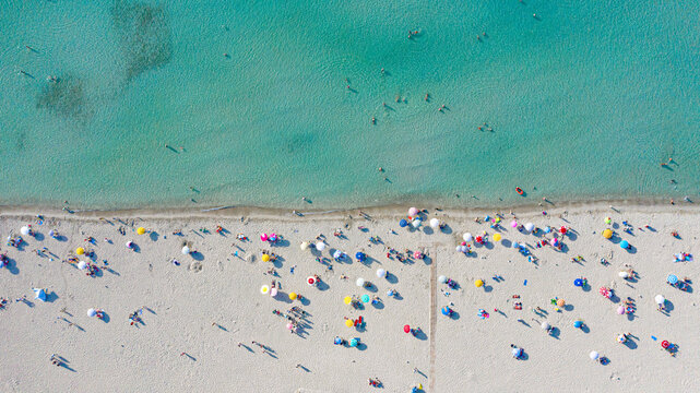 Colorful Summer Scene Ilıca Beach in &Ccedil;eşme, İzmir, Turkiye
