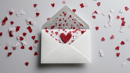 Celebrate love with a beautifully crafted Valentine's card featuring an envelope and charming heart confetti