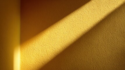 Bright afternoon sunlight casts soft shadows on a textured yellow wall, creating a warm and inviting atmosphere