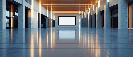 billboard mockup set in a tunnel exit with backlighting, high contrast white board, architectural symmetry, modern infrastructure context