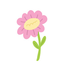 Colorful illustration in stylized spring bloom with pink daisy flower. This vector illustration conveys the harmony of nature and is perfect for gardening themes, wall art or floral branding.
