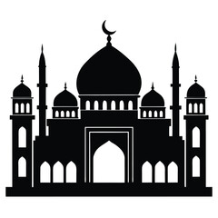 Majestic Mosque Silhouette Islamic Architecture Illustration