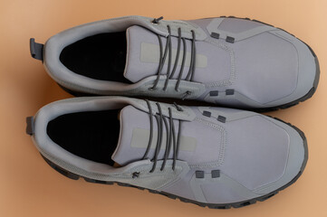 Stylish gray athletic shoes designed for comfort and performance during workouts