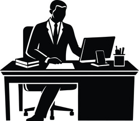 Silhouette of Tax Advisor at Desk | Accountant Preparing Returns