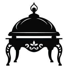 Elegant Black Silhouette of a Vintage Food Chafing Dish or Buffet Server