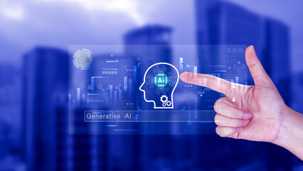 AI generative concept, using technology generative AI for working tools. Chat with AI, using technology smart robot AI, artificial intelligence to generate something. LLMs