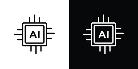 AI icon Black and White Vector Graphic