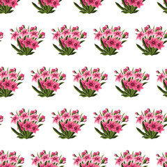 Simple flowers in flat style. Seamless pattern. Vector illustration.