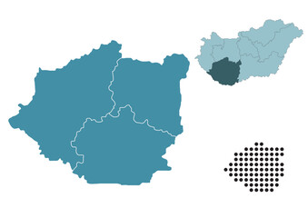 Fototapeta premium Set maps of Southern Transdanubia province