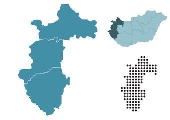 Fototapeta premium Set maps of Western Transdanubia province