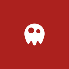 Cute ghost logo icon flat vector design