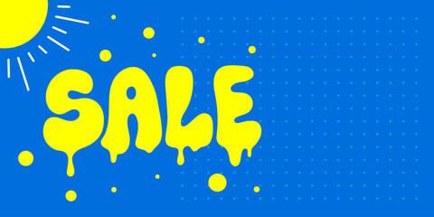 Summer sale banner to attract attention. Word Sale melts in the sun. Lettering. Shopping concept