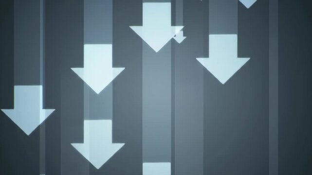 Falling arrows on a simple gray background indicate movement down
