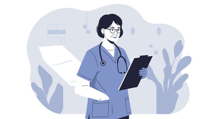 female doctor with stethoscope. Suitable for landing page, banner, marketing, web design, presentation, infographic, etc.