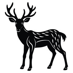 Elegant deer silhouette with antlers and spotted coat design element