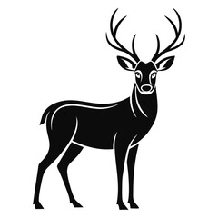 Fototapeta premium Elegant Deer Silhouette Illustration on White Background for Design Projects