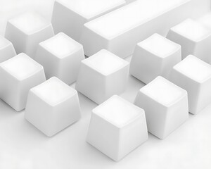 White keyboard keys arranged