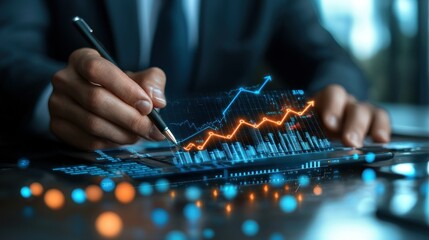 Businessperson analyzing financial data