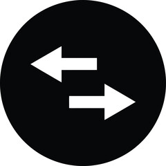 An exchange symbol showcases white arrows pointing in opposite directions inside a black circle, suggesting transfer, transaction, or reverse action concept.