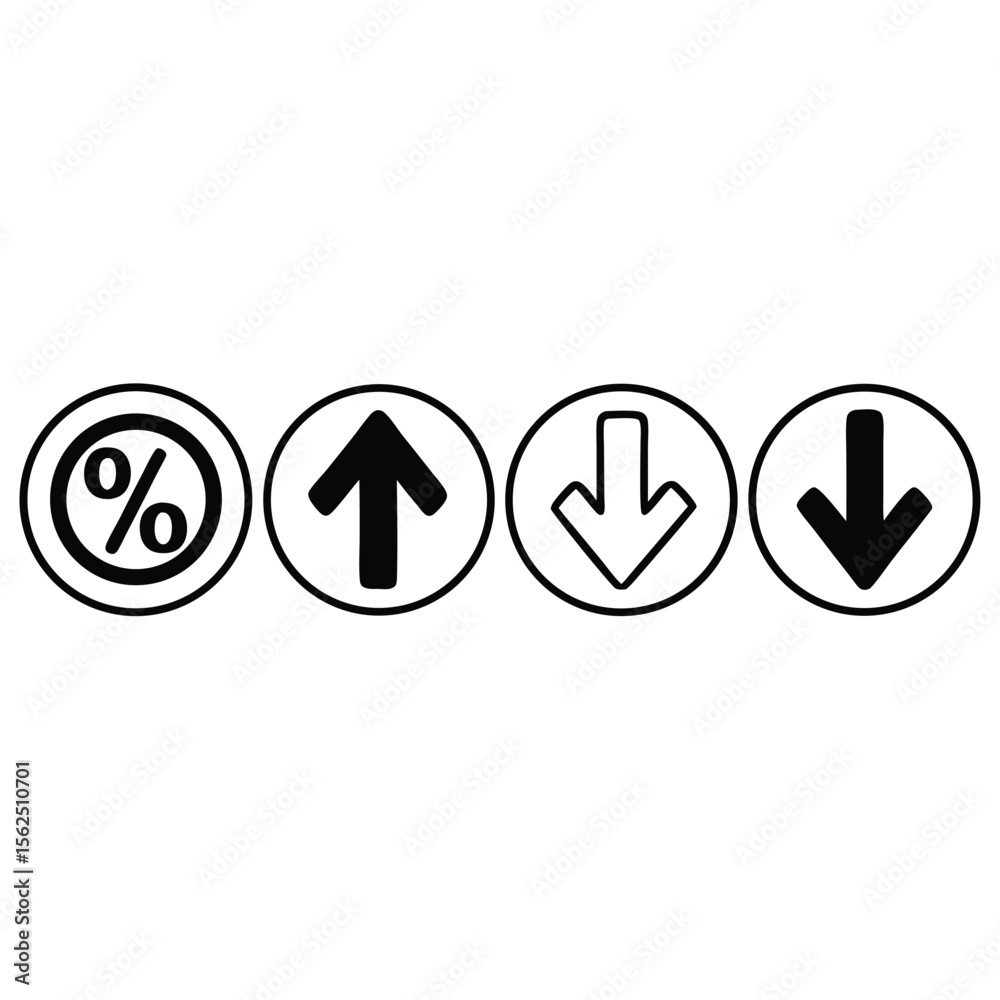 Aufkleber Percent Change Icons – Up and Down Arrows in Flat and Line Style Vector Set.AI/EPS/PNG