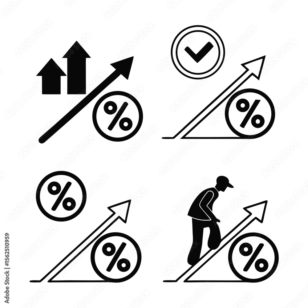 Aufkleber Percent Change Icons – Up and Down Arrows in Flat and Line Style Vector Set.AI/EPS/PNG