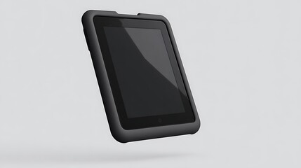 Gray tablet case, angled view