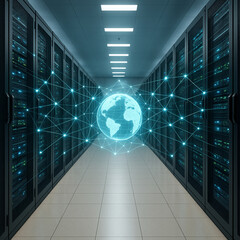 Digitale globale Vernetzung in Rechenzentrum 