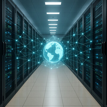 Digitale globale Vernetzung in Rechenzentrum 